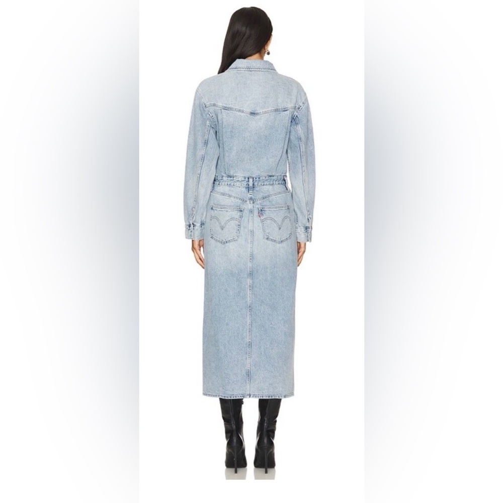 LEVI'S WESTERN DENIM MIDI SHIRT DRESS JEANS SIZE 33 NWT- Feeling This - Picture 2 of 9